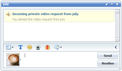 Block private video chat request in 123 Flash Chat, Chat Software