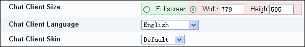 You  can change chat window size, language and a proper skin to match your website.