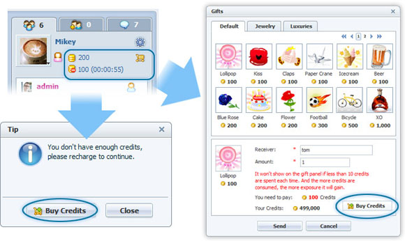 Buy Credits Panel of 123 Flash Chat, Chat Software Buy Credits Panel of 123 Flash Chat, Chat Software