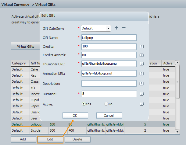 Edit a Gift in Gifts List of 123 Flash Chat, Chat Software Edit a Gift in Gifts List of 123 Flash Chat, Chat Software