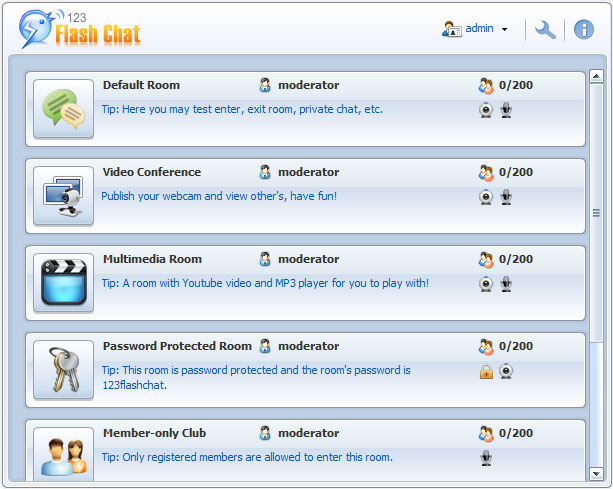 Room List Logo, 123 Flash Chat Logo in Room List of 123 Flash Chat, Chat Software