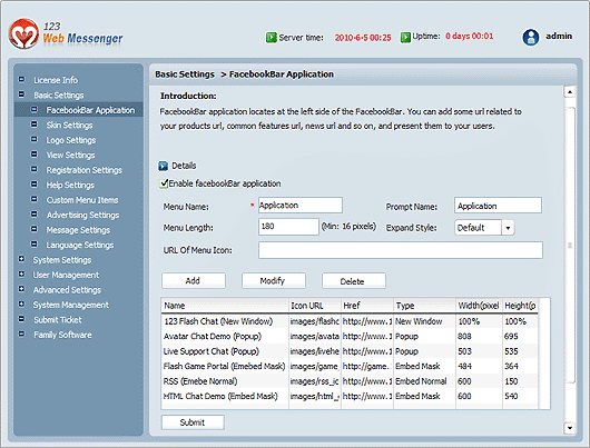 123 Web Messenger Admin Panel – IM Software, Site Messenger, Instant Messaging, Community Messenger, Facebook Messenger, One-to-one Chat System