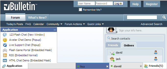 vbb Facebook-like Bar, 123 Web Messenger, IM Skin Collections of 123 Web Messenger, Facebook-like Bar, IM